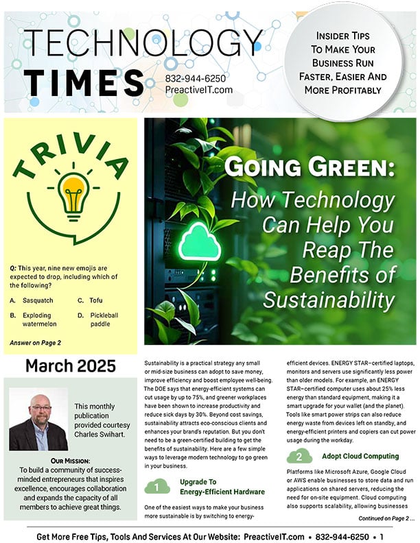 technology newsletter front page